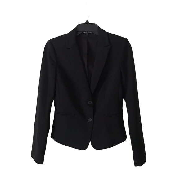 Express Two Button Suit Blazer Black Jacket Size 2 - Picture 3 of 13